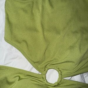 Green Ribbed dress with Ring Detail